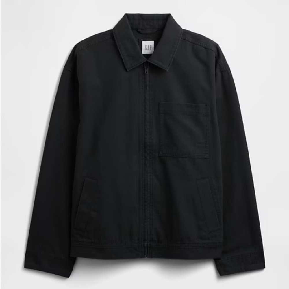 GAP Men's Black Relaxed Canvas Utility Jacket